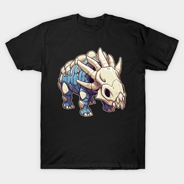 Spooky Kawaii Triceratops Isometric Dinosaur Skeleton T-Shirt by DanielLiamGill